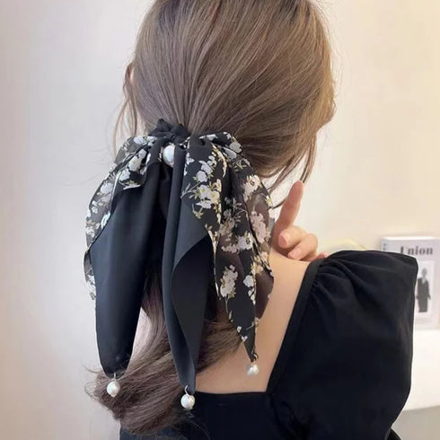 Summer floral Pattern Long Tail Scrunchies